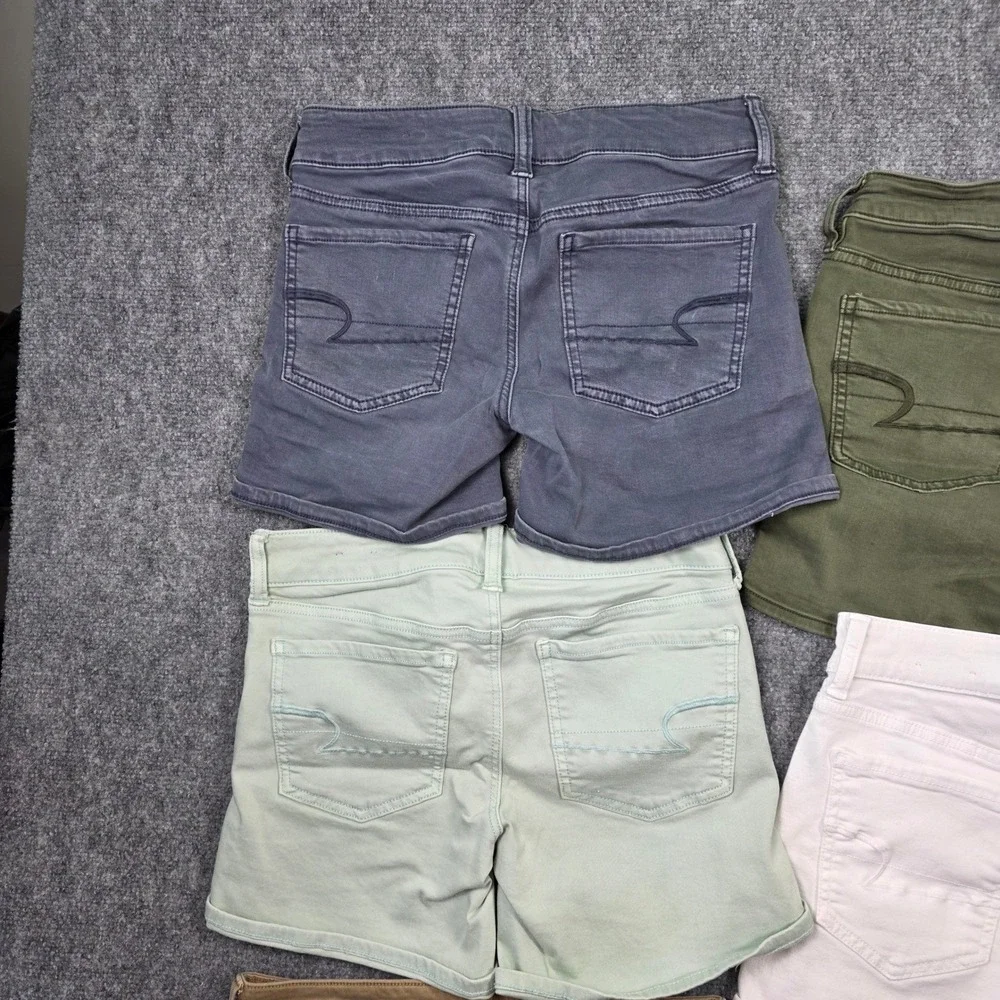 American Eagle Super Stretch Shorts Womens 4 Multicolor Bundle 6pk Mid Rise Mini